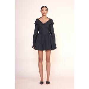 NWT Staud Mini Sea Skirt Black Tiered Cotton Poplin 8